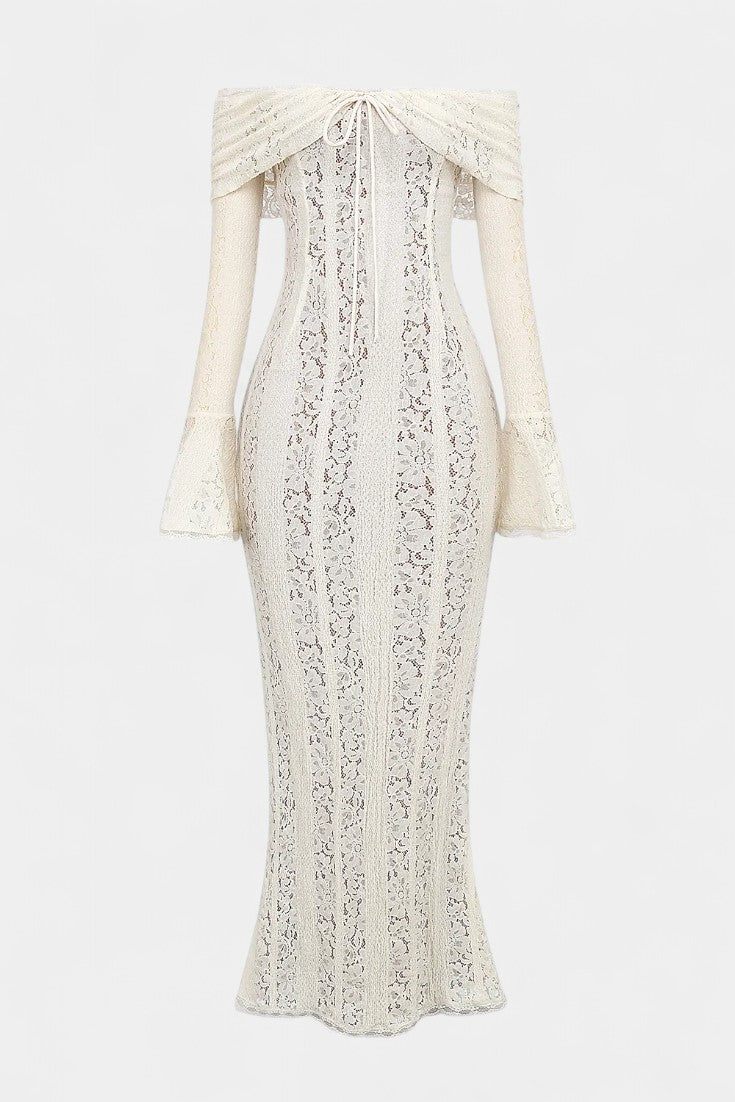Rosalie | Vestido Maxi Off-Shoulder de Encaje