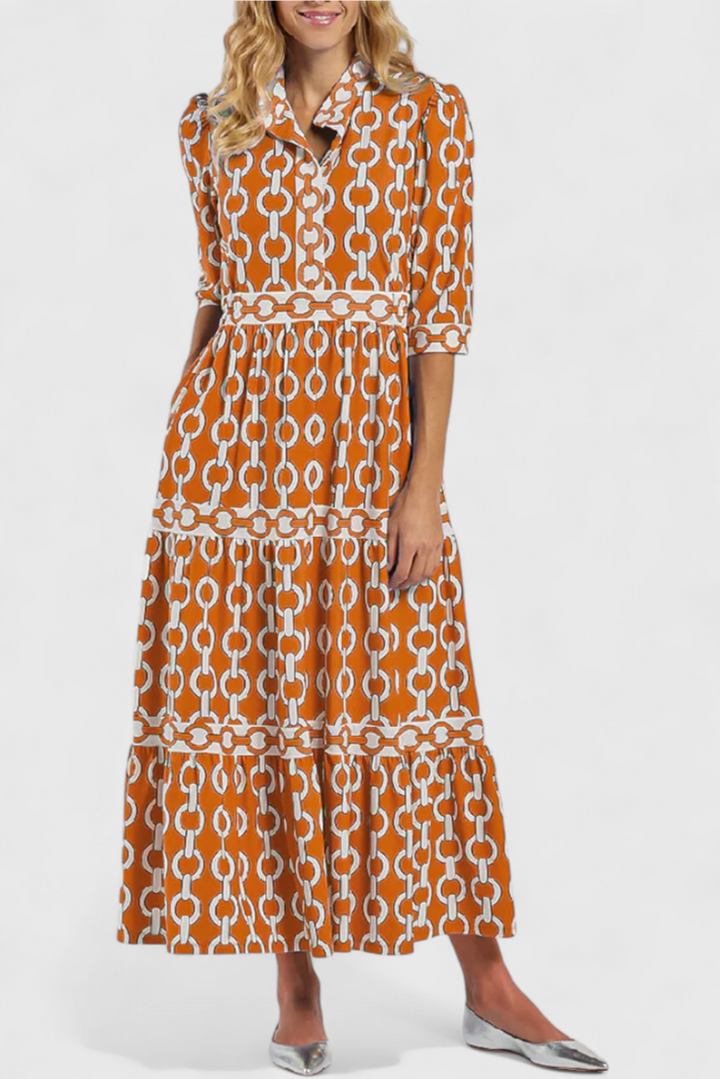 Casilda | Vestido Midi con Estampado de Cadenas