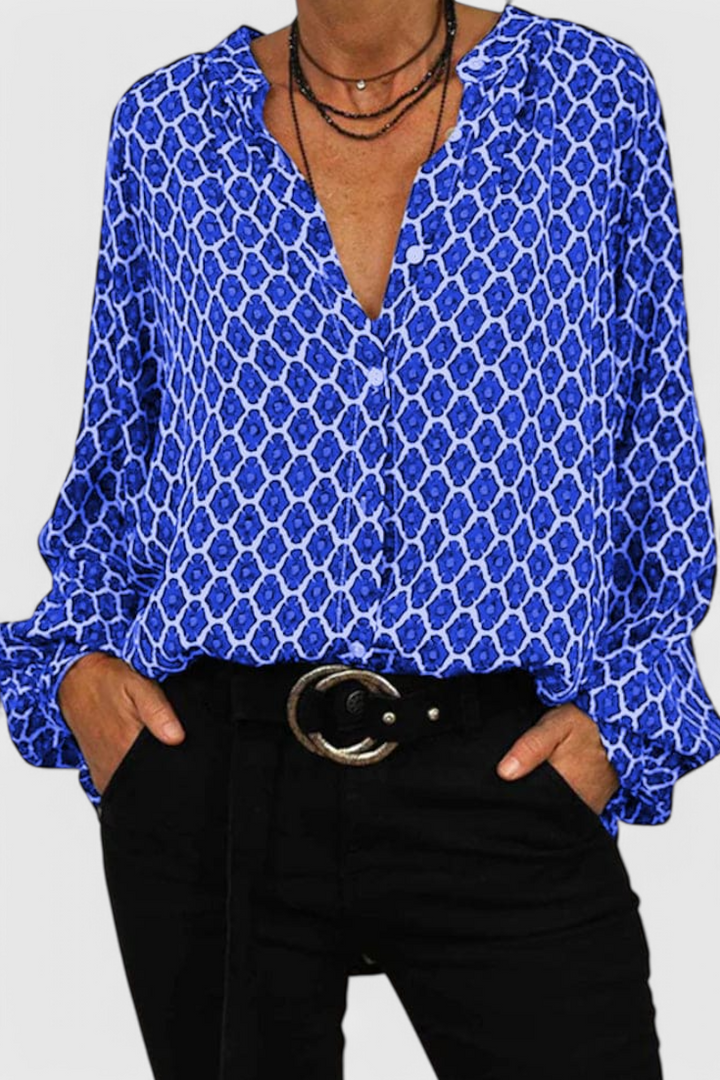 Jemima | Blusa de Botones con Estampado Geométrico