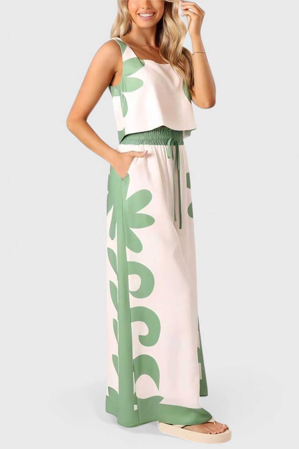 Serafina | Conjunto Sin Mangas Floral Boho