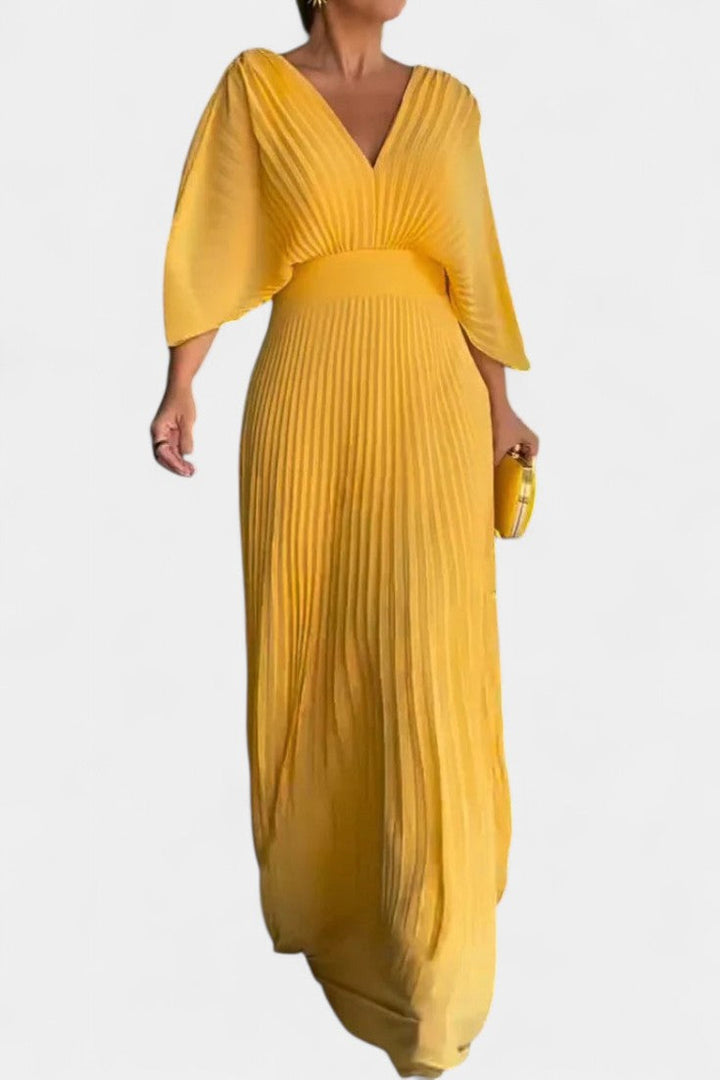 Anita | Vestido Midi con Pliegues y Escote en V
