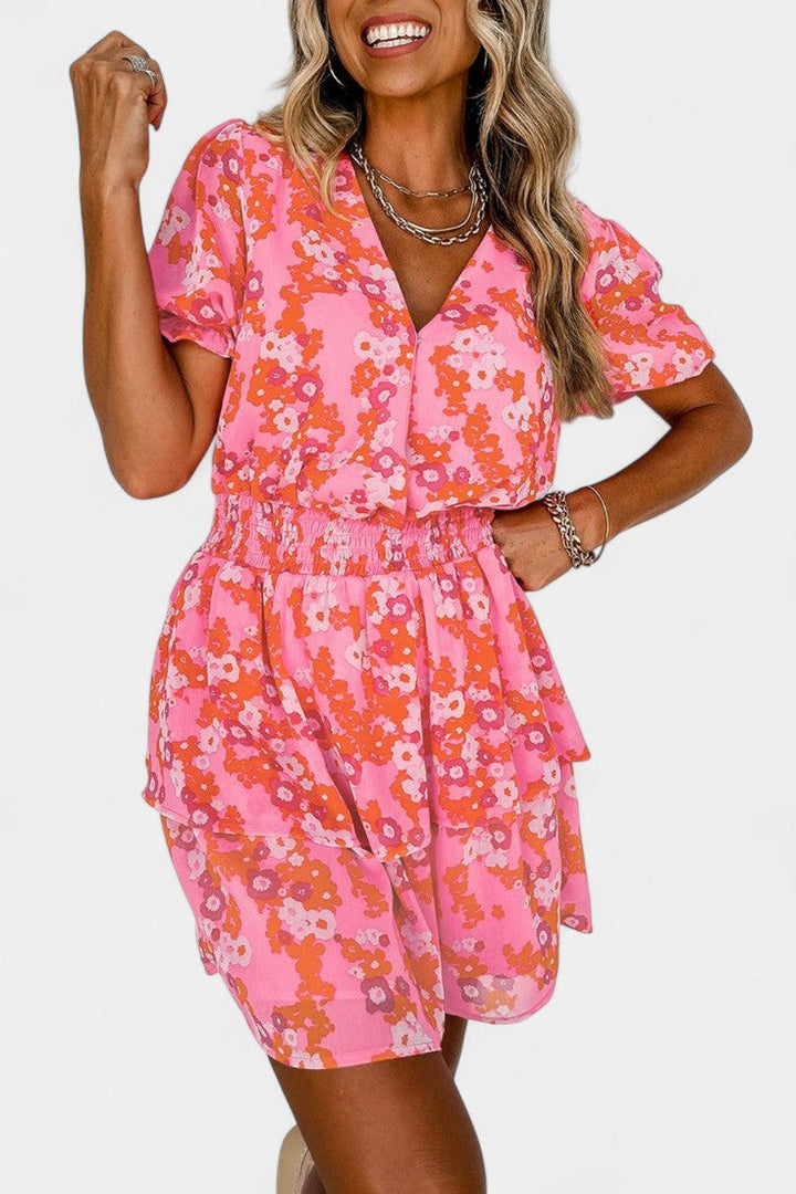 Kimberly | Vestido Floral con Volantes con Escote en V