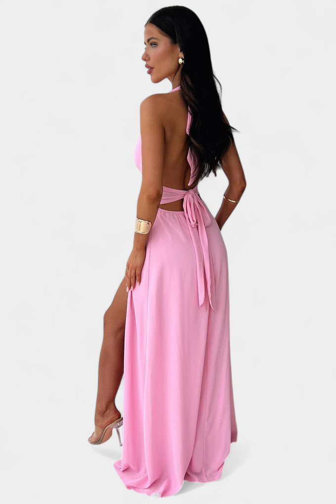 Latisha | Vestido de Cuello Halter y Gran Abertura